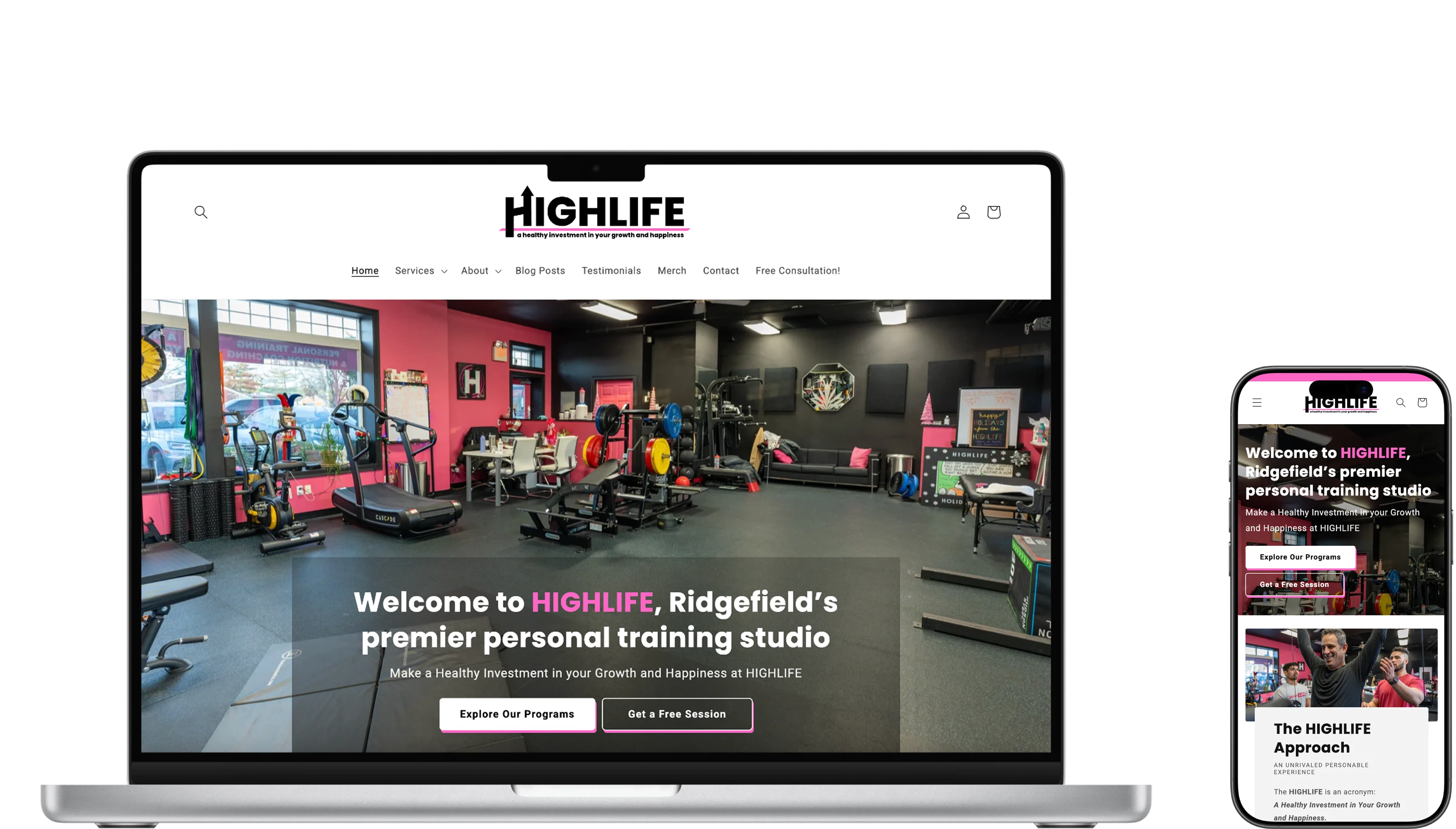 Highlife website shown on a laptop and phone
